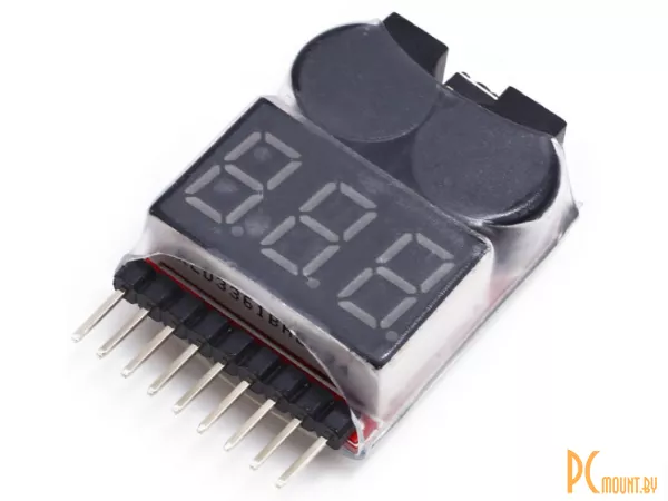Модуль индикатора заряда блока литиевых батарей  из 1 до 8 ячеек, 0.5В~36В, звуковая сигнал при достижении заданного минимального напряжения